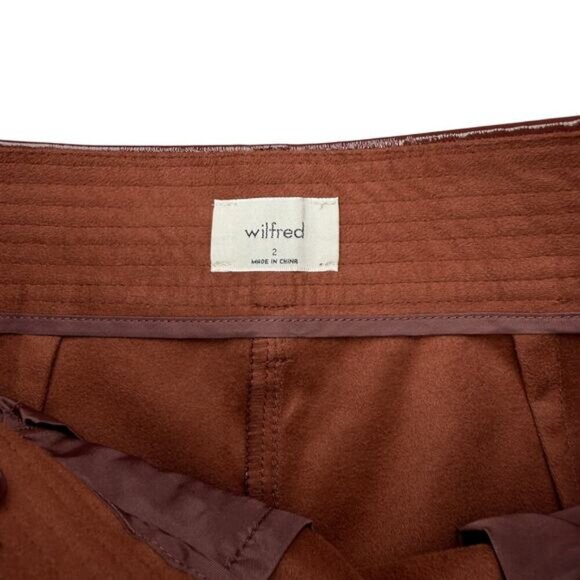WILFRED Aritzia Funk Glossy Vinyl Faux Leather Pants Sz 2 Rustique - Picture 6 of 10